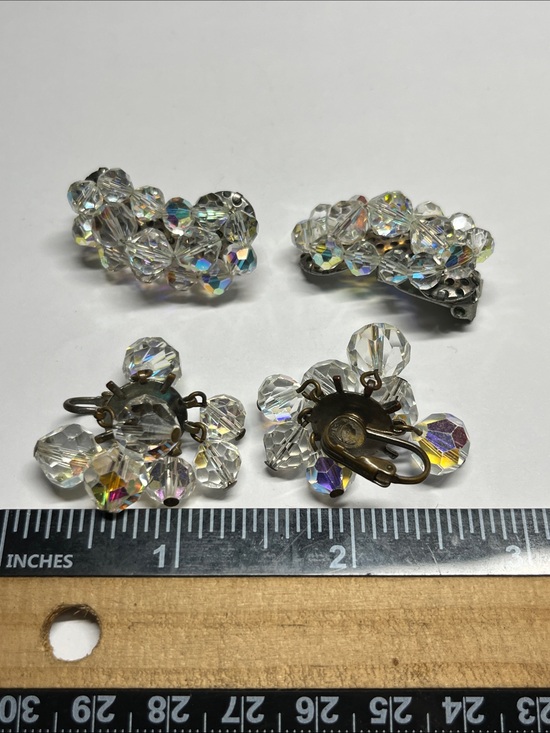 Jewelry - Aurora Crystal Cluster Clip-On Earrings - Clear AB Sparkle